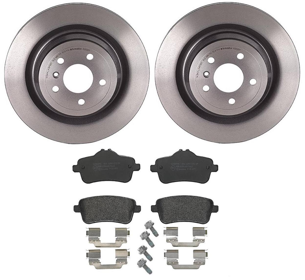 Mercedes Disc Brake Pad and Rotor Kit - Rear (330mm) (Low-Met) Brembo