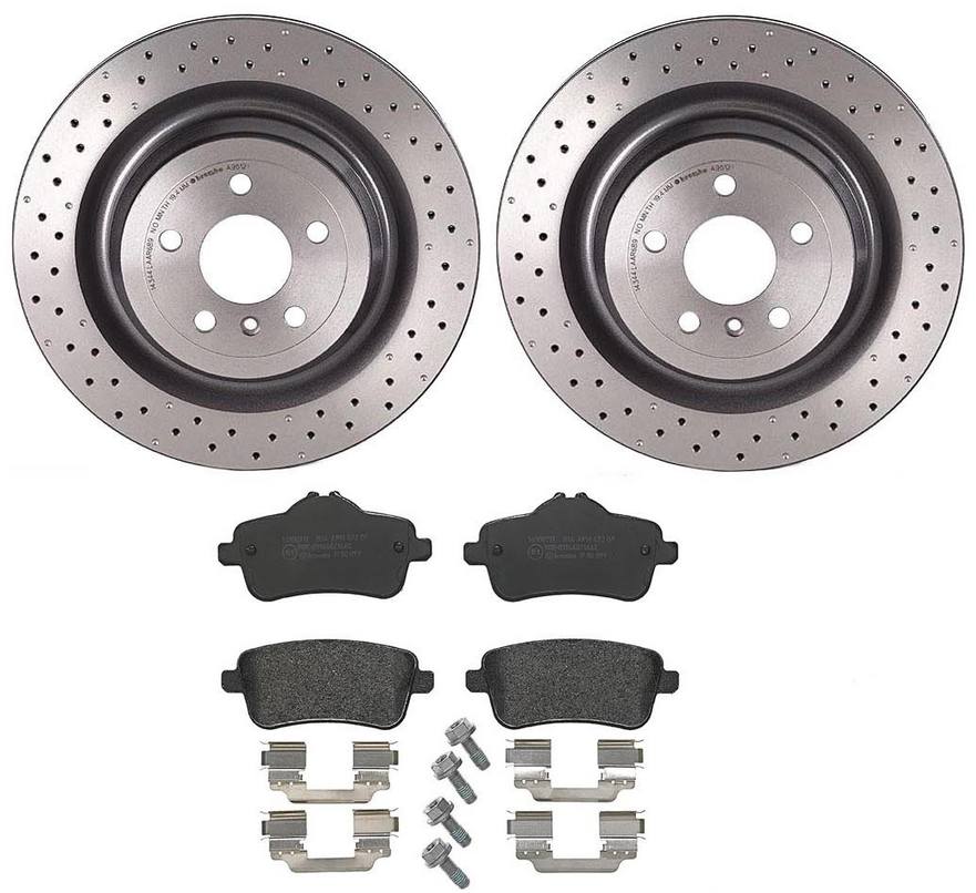 Mercedes Disc Brake Pad and Rotor Kit - Rear (345mm) (Low-Met) Brembo