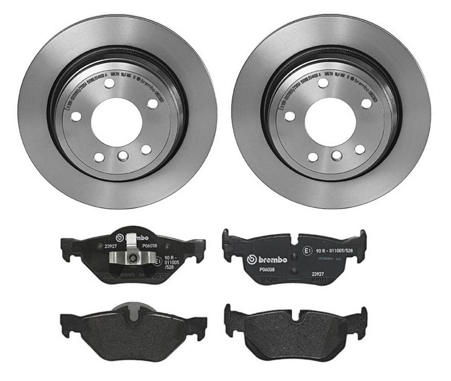 BMW Disc Brake Pad and Rotor Kit - Rear (300mm) (Low-Met) Brembo