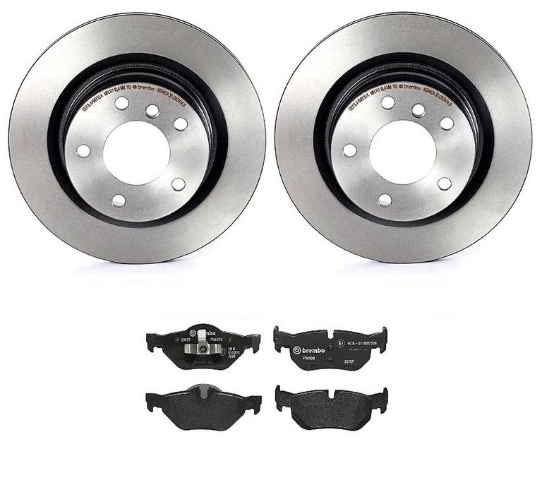 BMW Disc Brake Pad and Rotor Kit - Rear (300mm) (Low-Met) Brembo