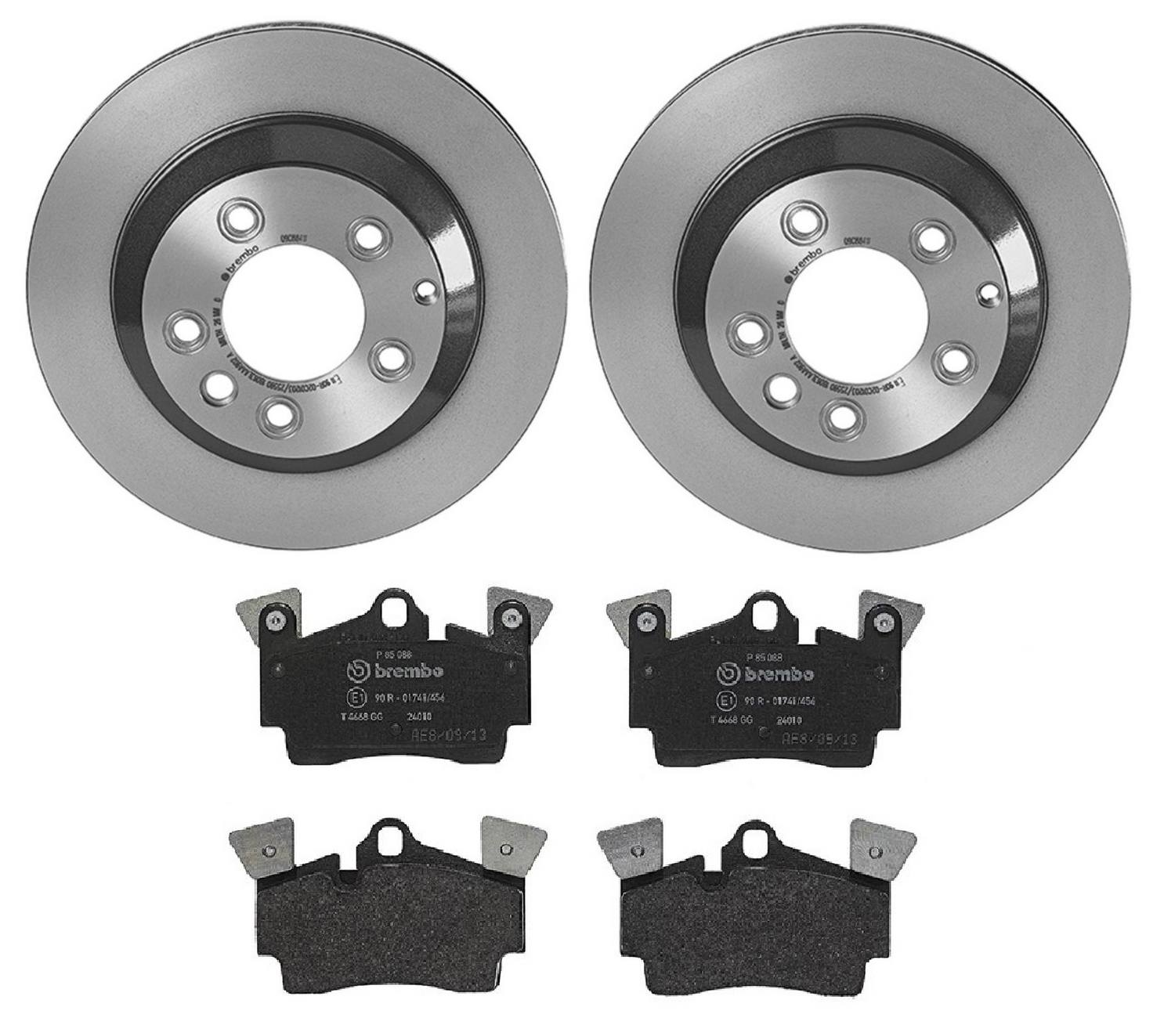 Audi Porsche Volkswagen Disc Brake Pad and Rotor Kit - Rear (330mm) (Low-Met) Brembo