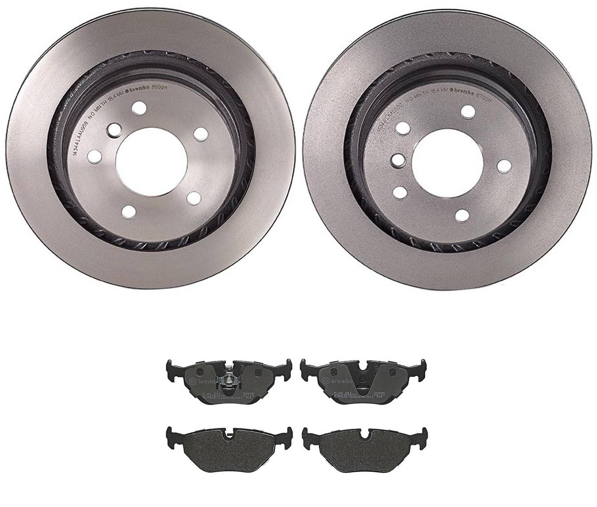 BMW Disc Brake Pad and Rotor Kit - Rear (312mm) (Low-Met) Brembo