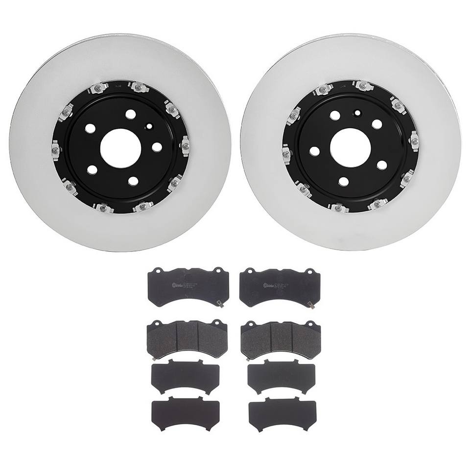 Cadillac Chevrolet Disc Brake Pad and Rotor Kit - Front (370mm) (Low-Met) Brembo