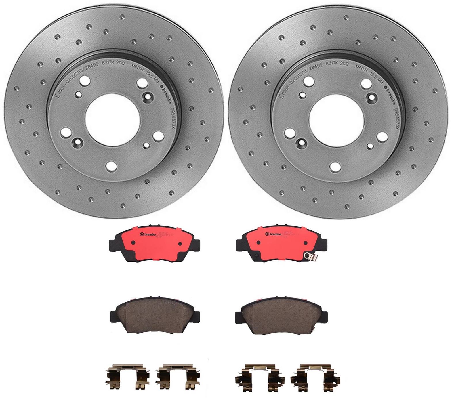 Honda Disc Brake Pad and Rotor Kit - Front (262mm) (Ceramic) (Xtra) Brembo