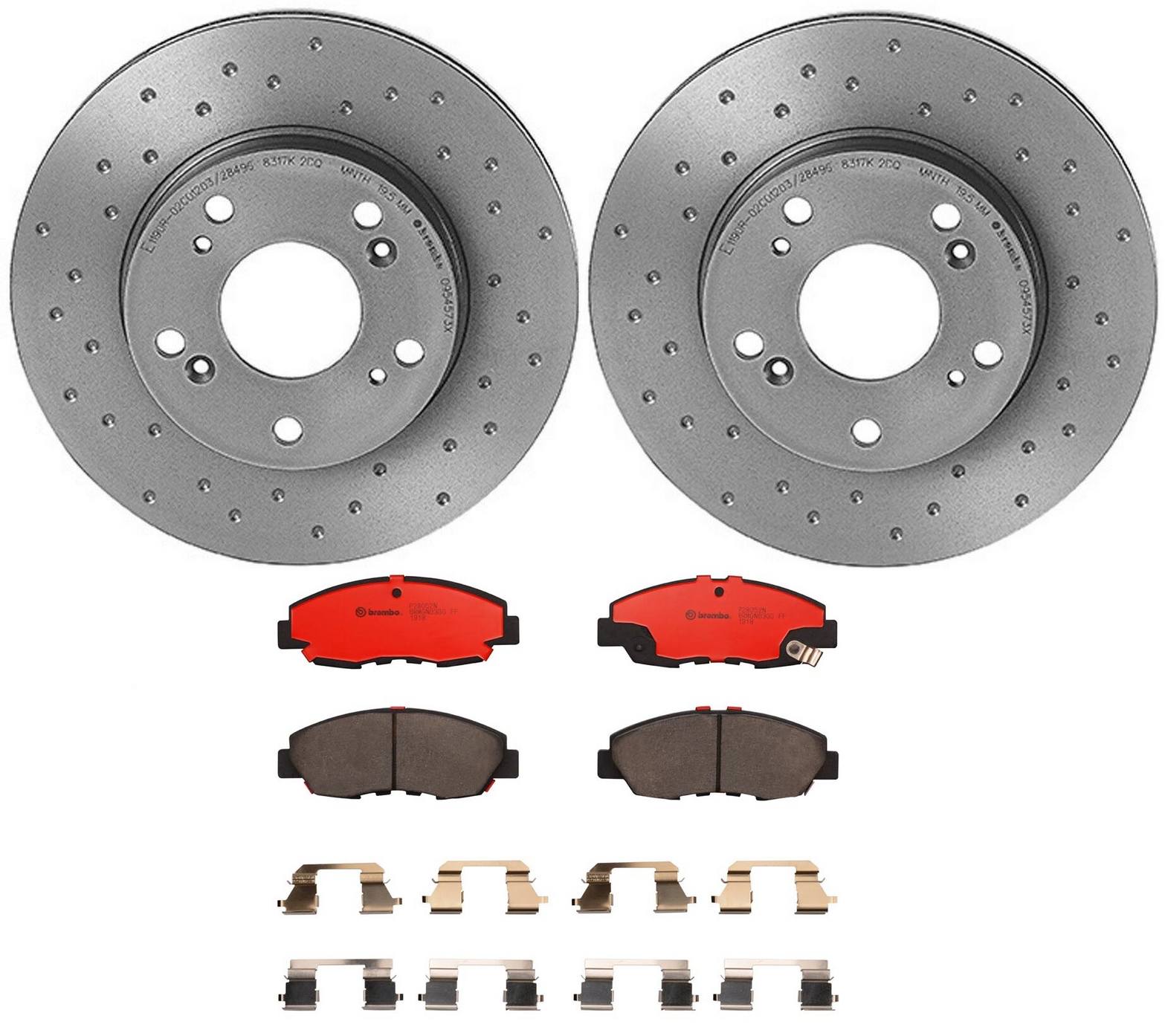 Honda Disc Brake Pad and Rotor Kit - Front (262mm) (Ceramic) (Xtra) Brembo