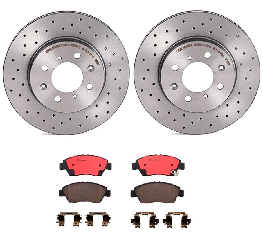 Honda Disc Brake Pad and Rotor Kit - Front (262mm) (Ceramic) (Xtra) Brembo