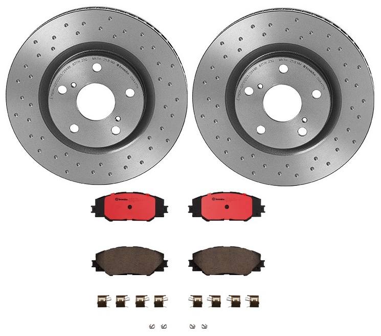 Toyota Scion Disc Brake Pad and Rotor Kit - Front (296mm) (Ceramic) (Xtra) Brembo