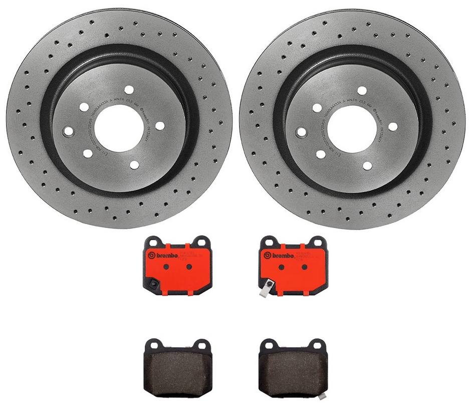 Nissan Infiniti Disc Brake Pad and Rotor Kit - Rear (322mm) (Ceramic)  (Xtra) Brembo