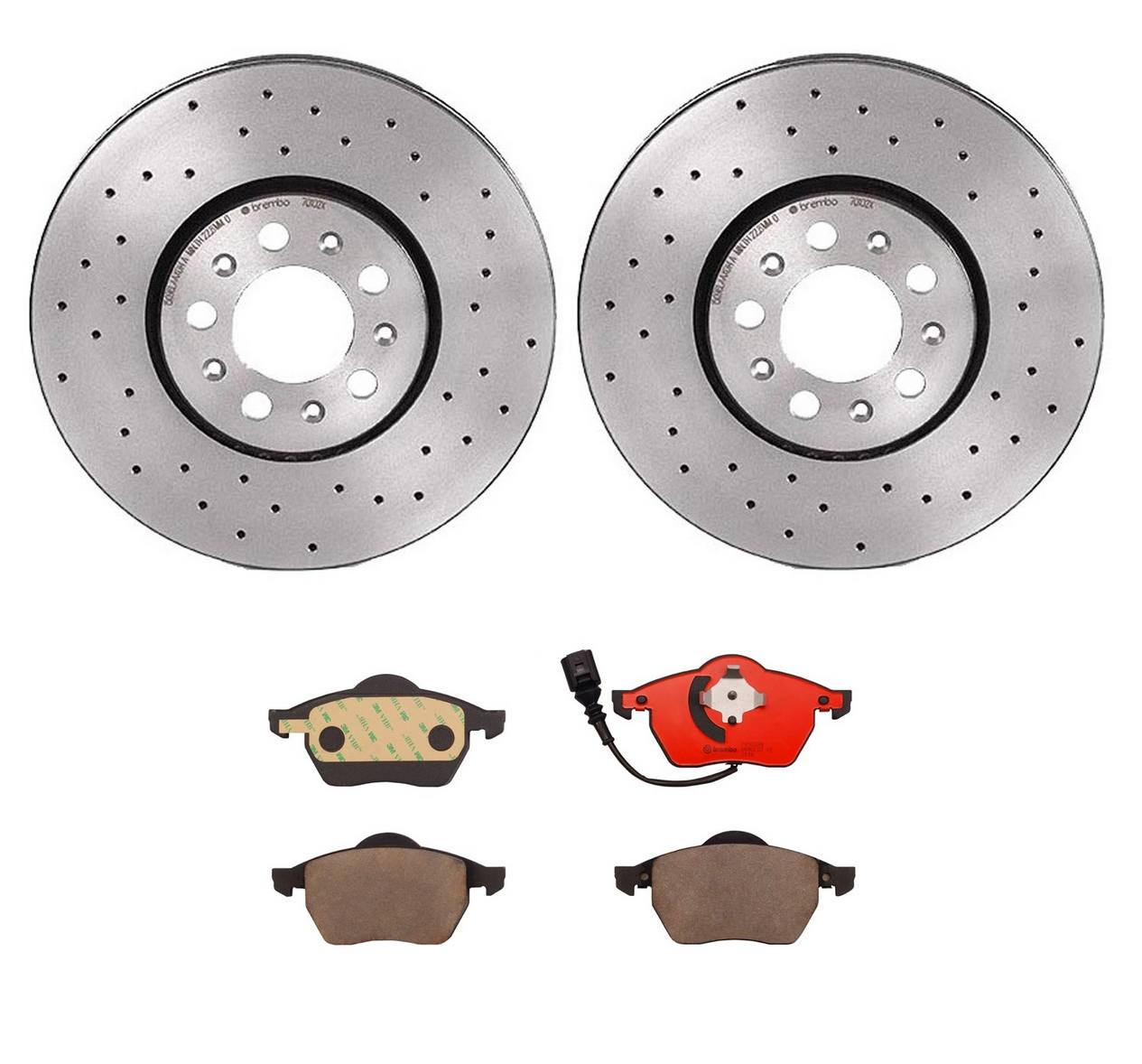 Volkswagen Disc Brake Pad and Rotor Kit - Front (288mm) (Ceramic) (Xtra) Brembo