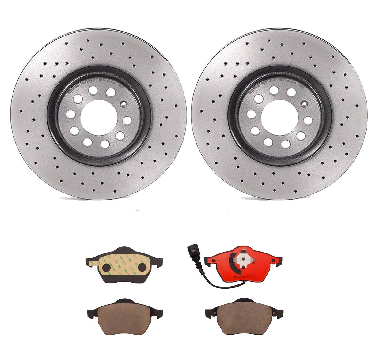 Audi Volkswagen Disc Brake Pad and Rotor Kit - Front (312mm) (Ceramic) (Xtra) Brembo