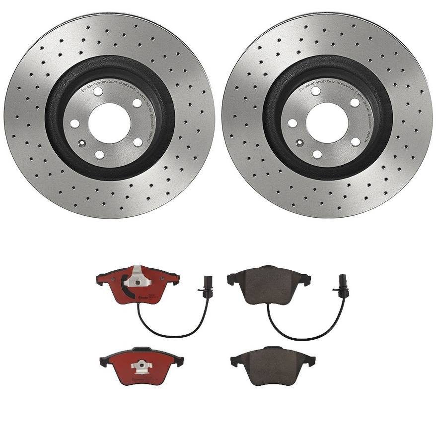 Audi Disc Brake Pad and Rotor Kit - Front (347mm) (Ceramic) (Xtra) Brembo