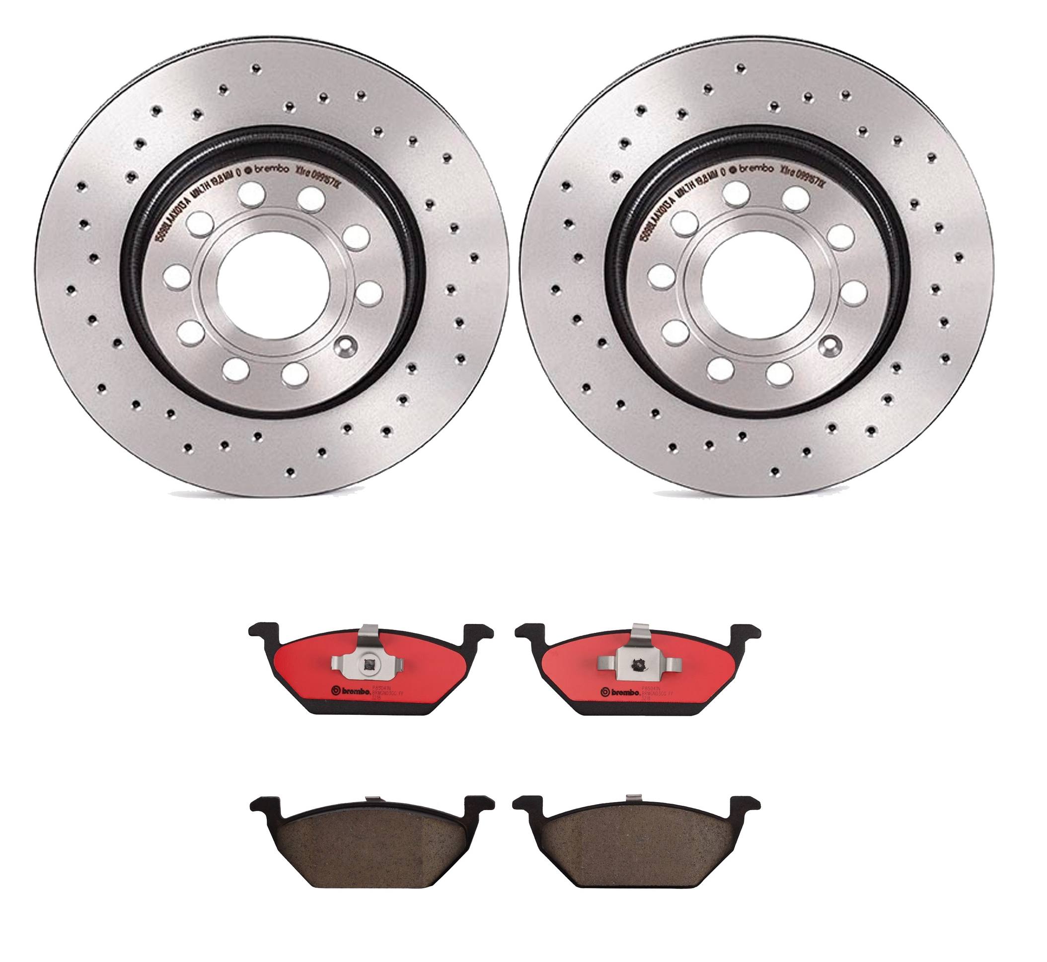 Volkswagen Disc Brake Pad and Rotor Kit - Front (280mm) (Ceramic) (Xtra)  Brembo