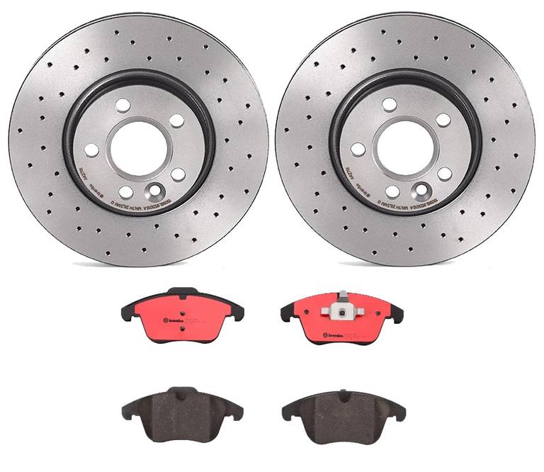 Land Rover Volvo Disc Brake Pad and Rotor Kit - Front (300mm) (Ceramic) (Xtra) Brembo