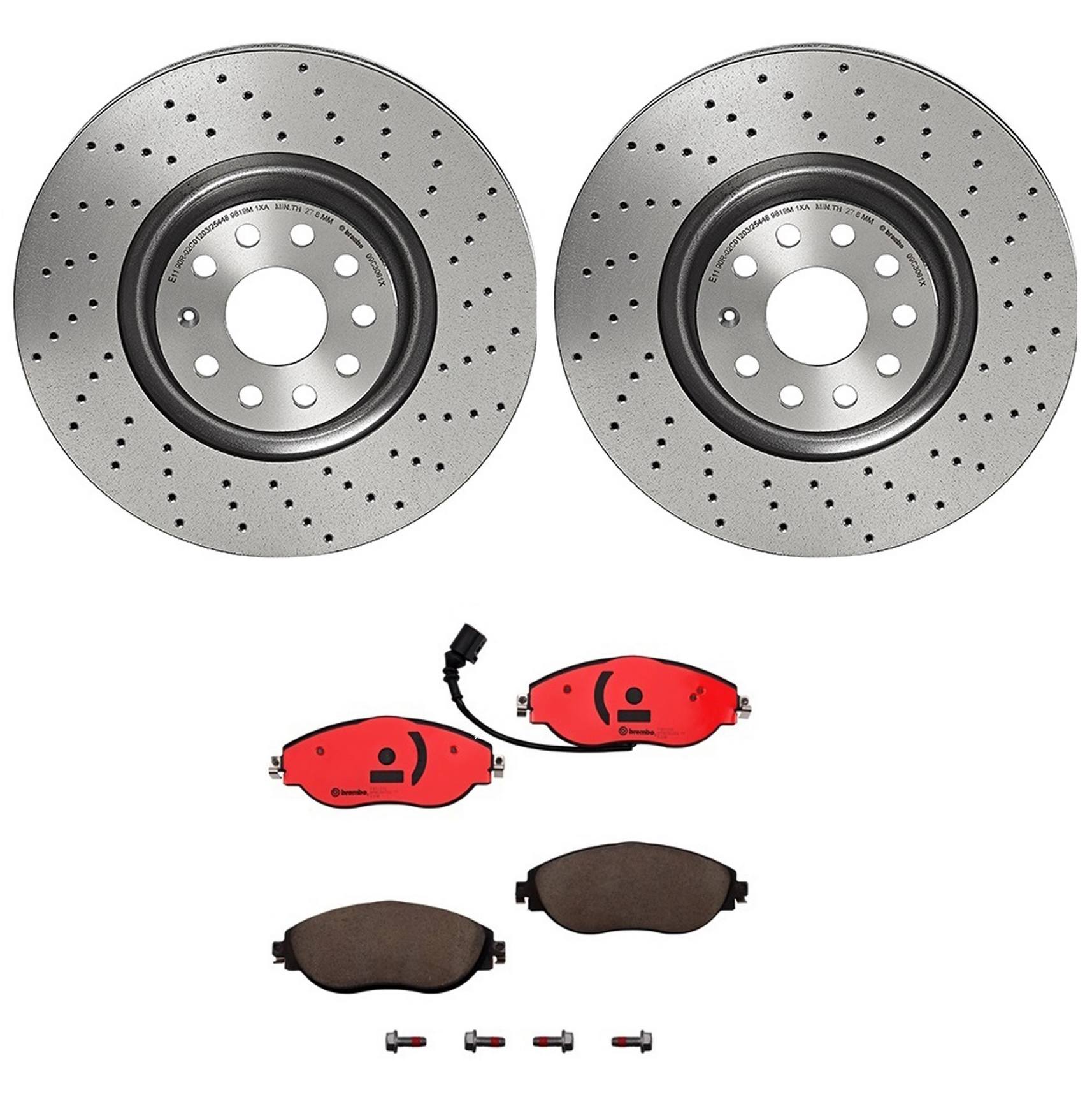 Volkswagen Disc Brake Pad and Rotor Kit - Front (340mm) (Ceramic) (Xtra) Brembo