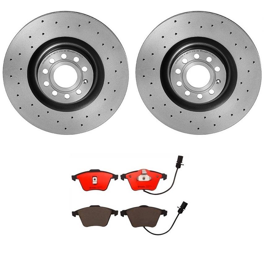 Volkswagen Disc Brake Pad and Rotor Kit - Front (345mm) (Ceramic) (Xtra) Brembo