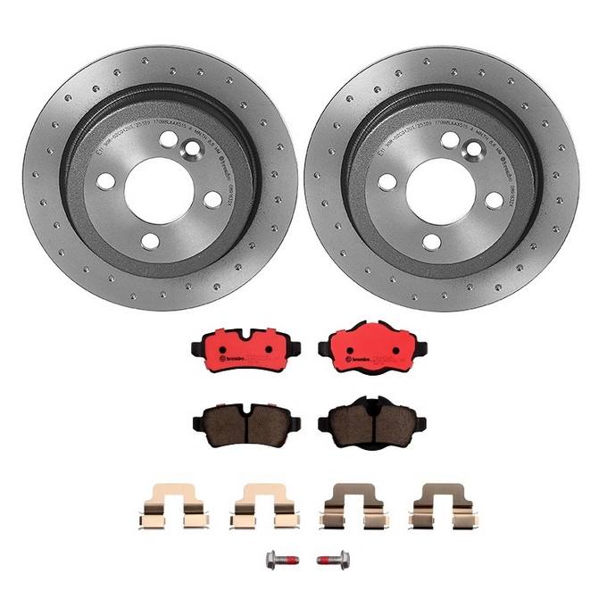 Mini Disc Brake Pad and Rotor Kit - Rear (259mm) (Ceramic) (Xtra) Brembo