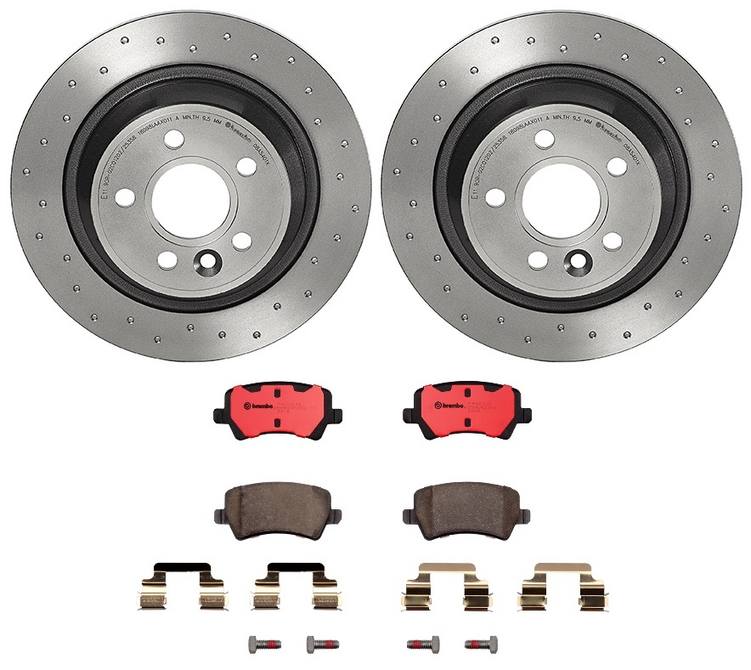 Land Rover Disc Brake Pad and Rotor Kit - Rear (302mm) (Ceramic) (Xtra) Brembo