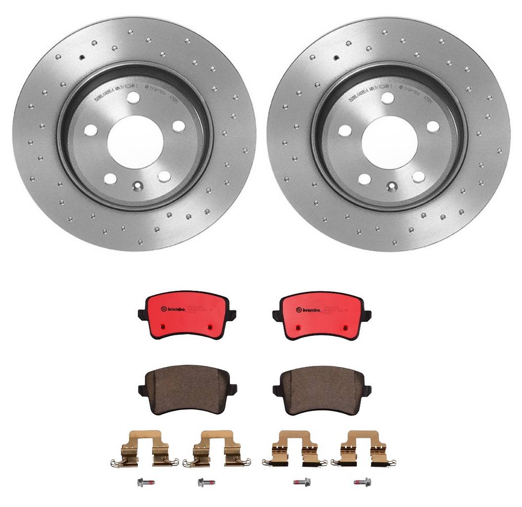 Audi Disc Brake Pad and Rotor Kit - Rear (300mm) (Ceramic) (Xtra) Brembo