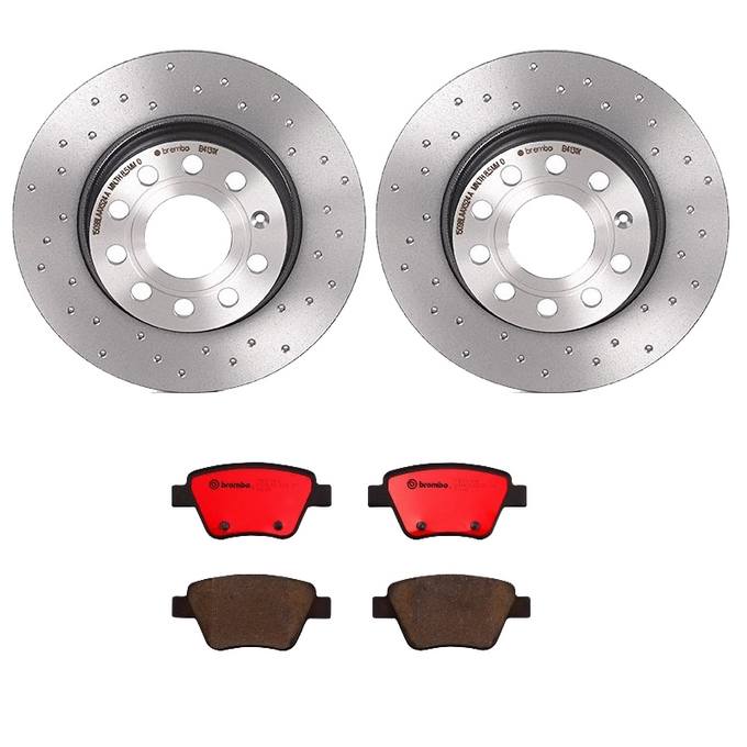 Audi Volkswagen Disc Brake Pad and Rotor Kit - Rear (272mm) (Ceramic) (Xtra) Brembo