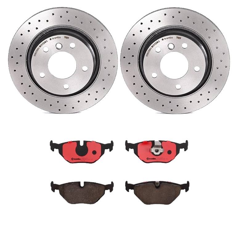 BMW Disc Brake Pad and Rotor Kit - Rear (294mm) (Ceramic) (Xtra) Brembo