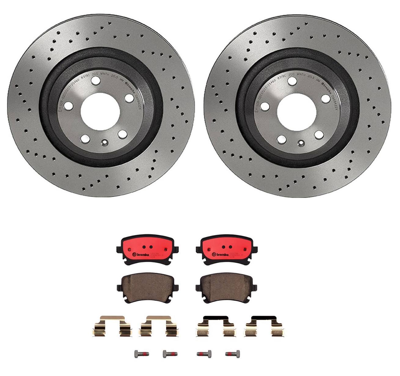 Audi Disc Brake Pad and Rotor Kit - Rear (330mm) (Ceramic) (Xtra) Brembo