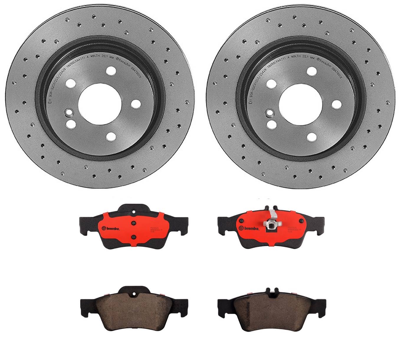 Mercedes Disc Brake Pad and Rotor Kit - Rear (300mm) (Ceramic) (Xtra) Brembo