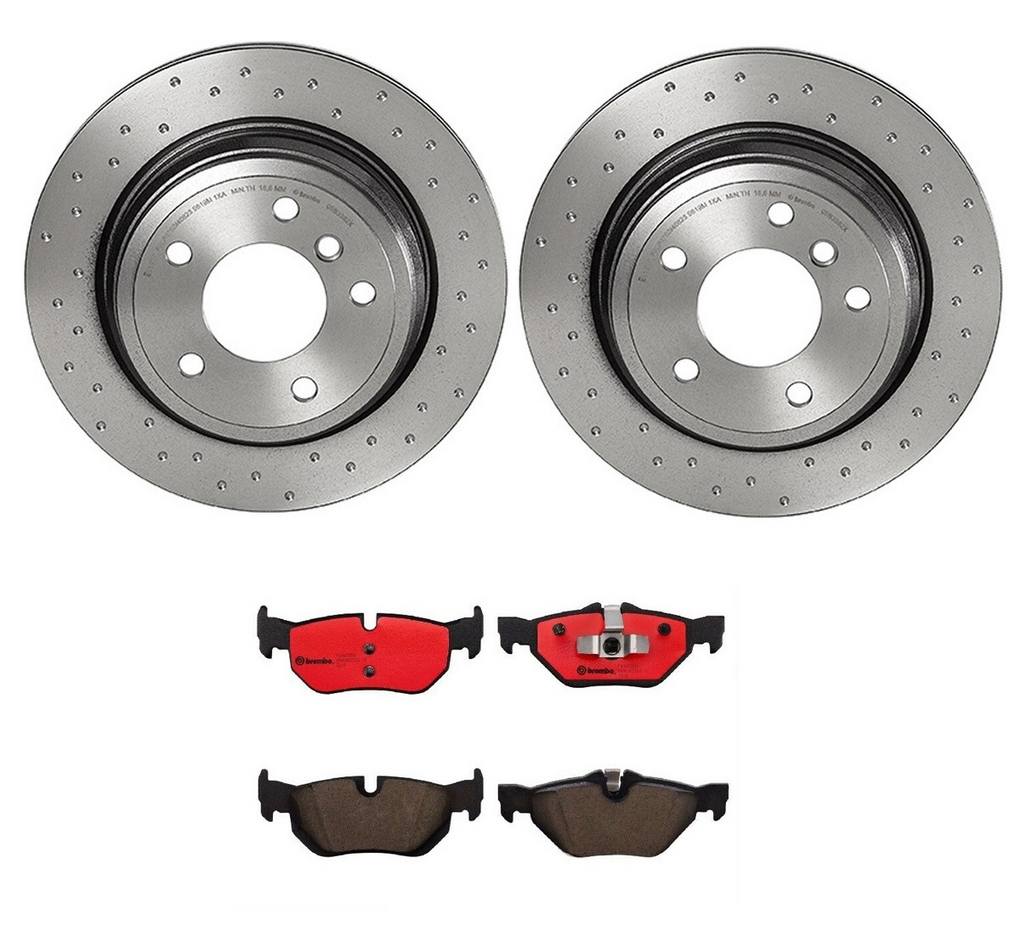 BMW Disc Brake Pad and Rotor Kit - Rear (300mm) (Ceramic) (Xtra) Brembo