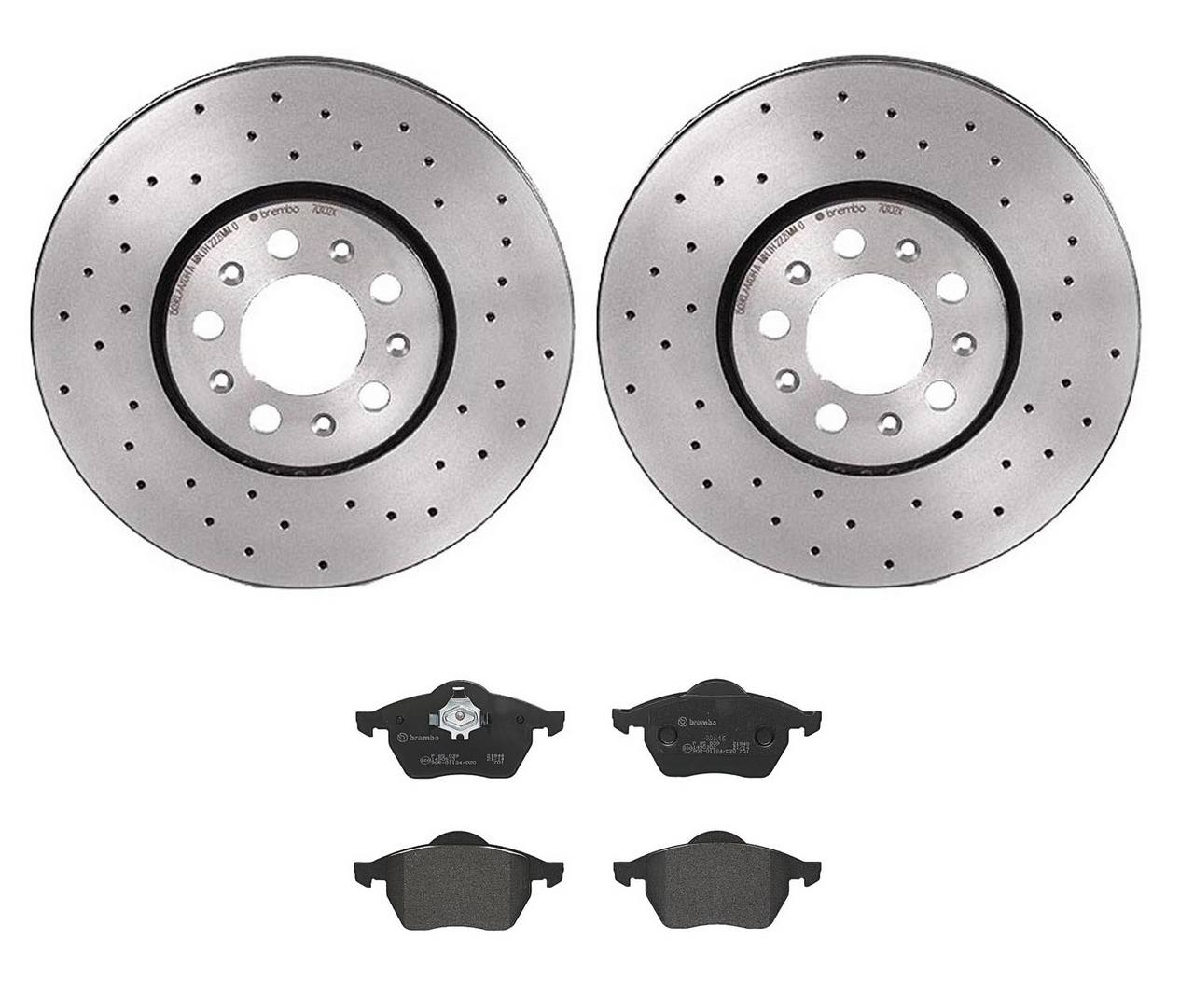 Volkswagen Disc Brake Pad and Rotor Kit - Front (288mm) (Low-Met) (Xtra) Brembo