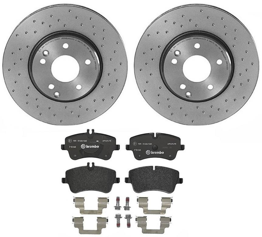 Mercedes Disc Brake Pad and Rotor Kit - Front (300mm) (Low-Met) (Xtra) Brembo