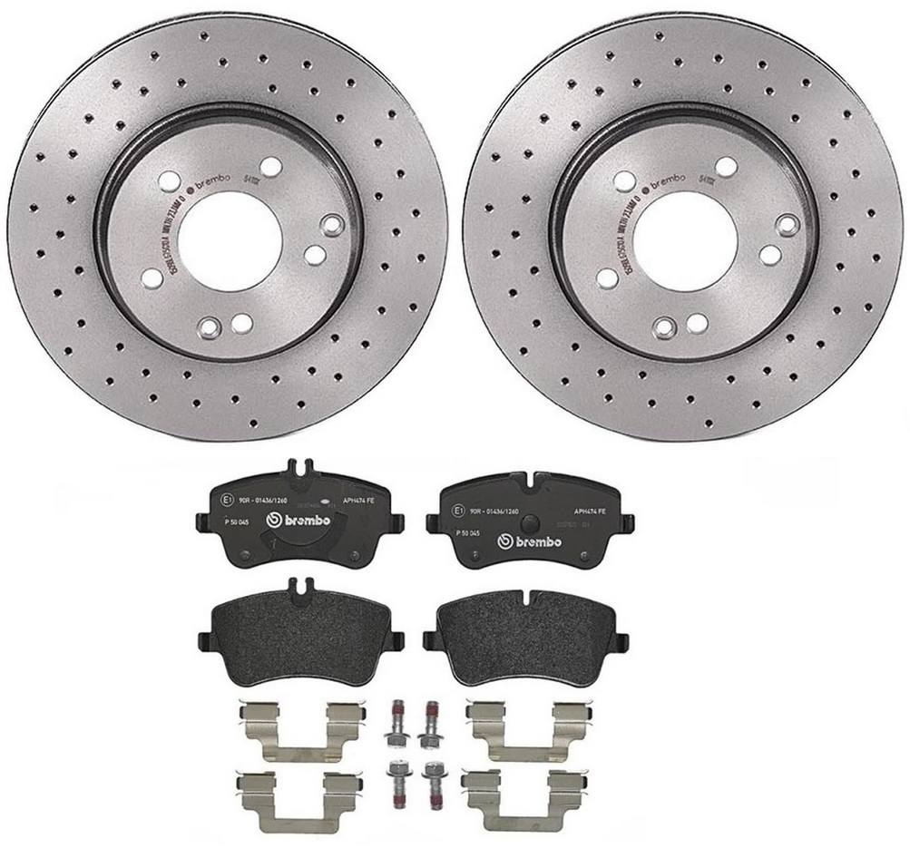 Mercedes Disc Brake Pad and Rotor Kit - Front (288mm) (Low-Met) (Xtra) Brembo