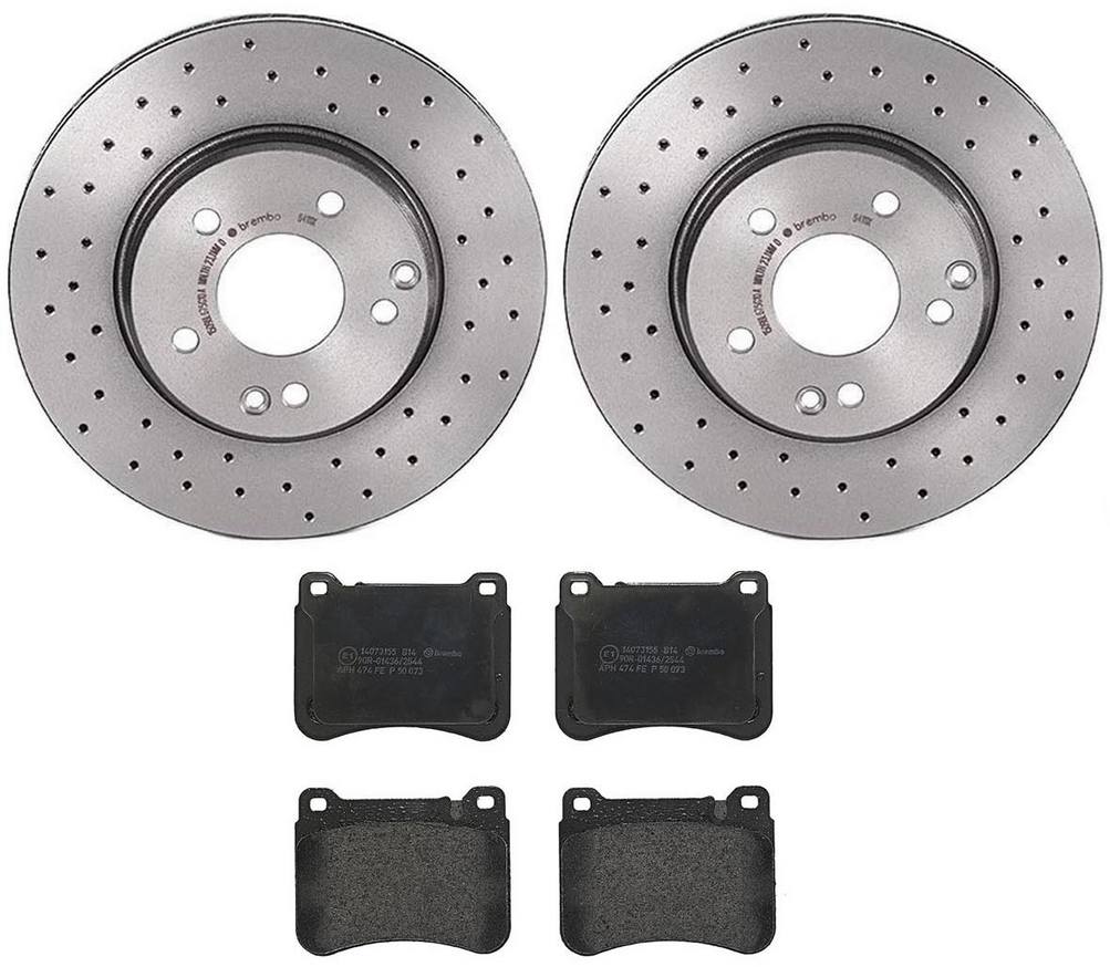 Mercedes Disc Brake Pad and Rotor Kit - Front (288mm) (Low-Met) (Xtra) Brembo