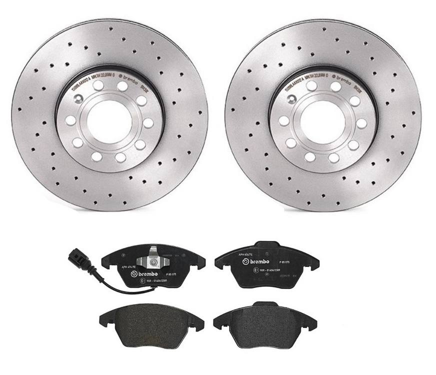 Audi Volkswagen Disc Brake Pad and Rotor Kit - Front (288mm) (Low-Met) (Xtra) Brembo