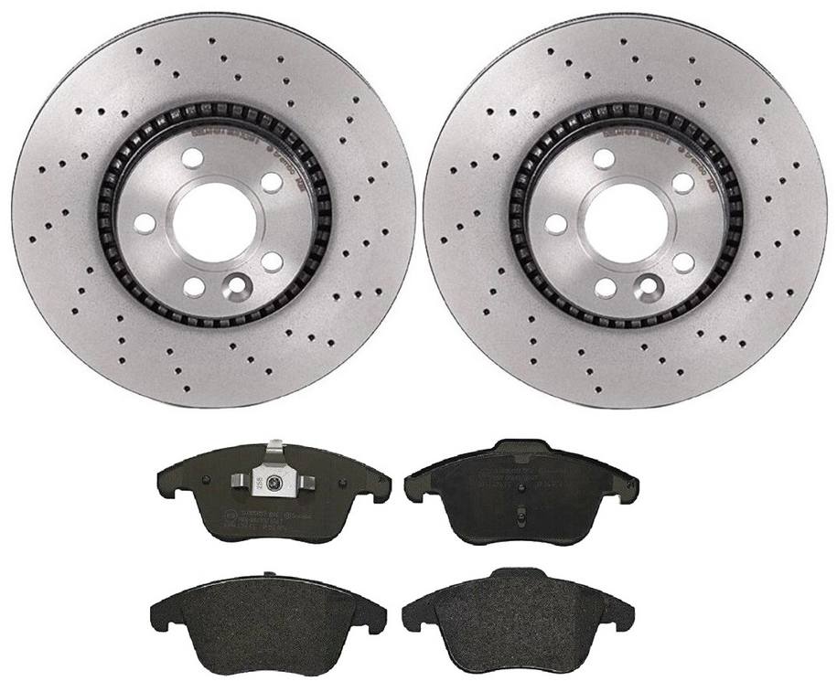 Land Rover Disc Brake Pad and Rotor Kit - Front (316mm) (Low-Met) (Xtra) Brembo