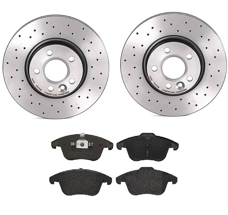 Land Rover Volvo Disc Brake Pad and Rotor Kit - Front (300mm) (Low-Met) (Xtra) Brembo