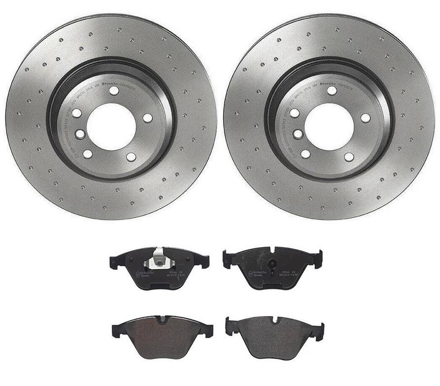 BMW Disc Brake Pad and Rotor Kit - Front (348mm) (Low-Met) (Xtra) Brembo