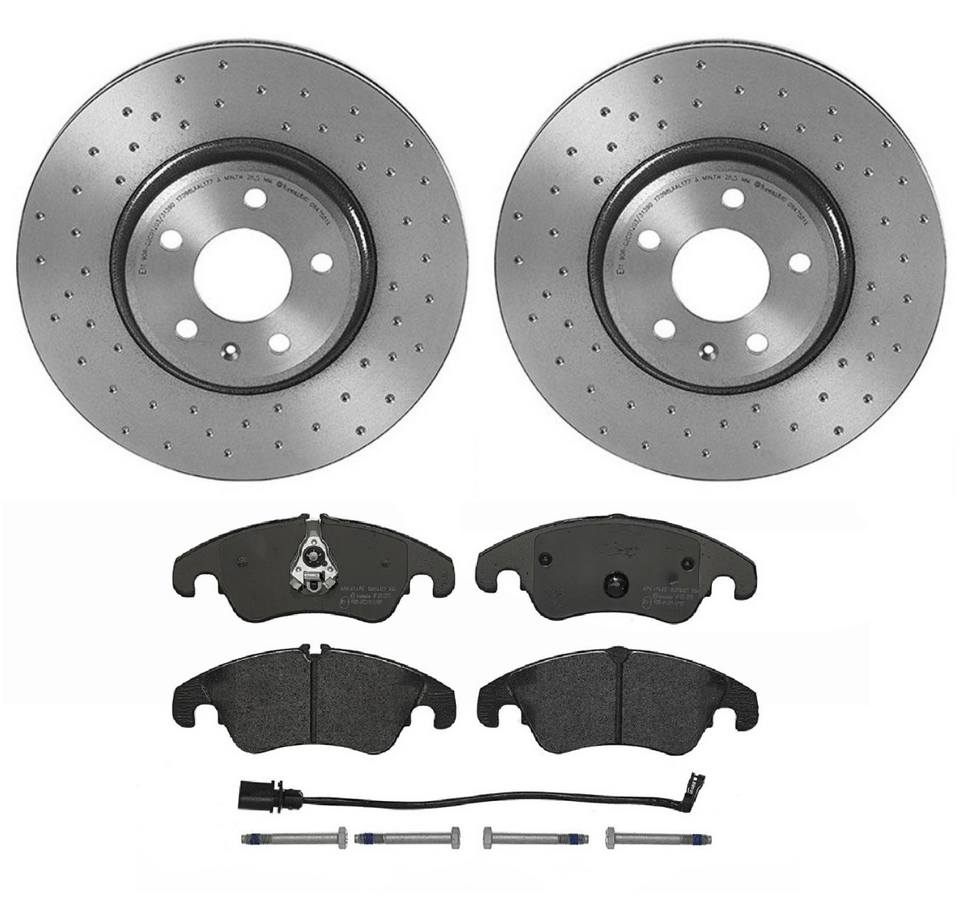 Audi Disc Brake Pad and Rotor Kit - Front (320mm) (Low-Met) (Xtra) Brembo