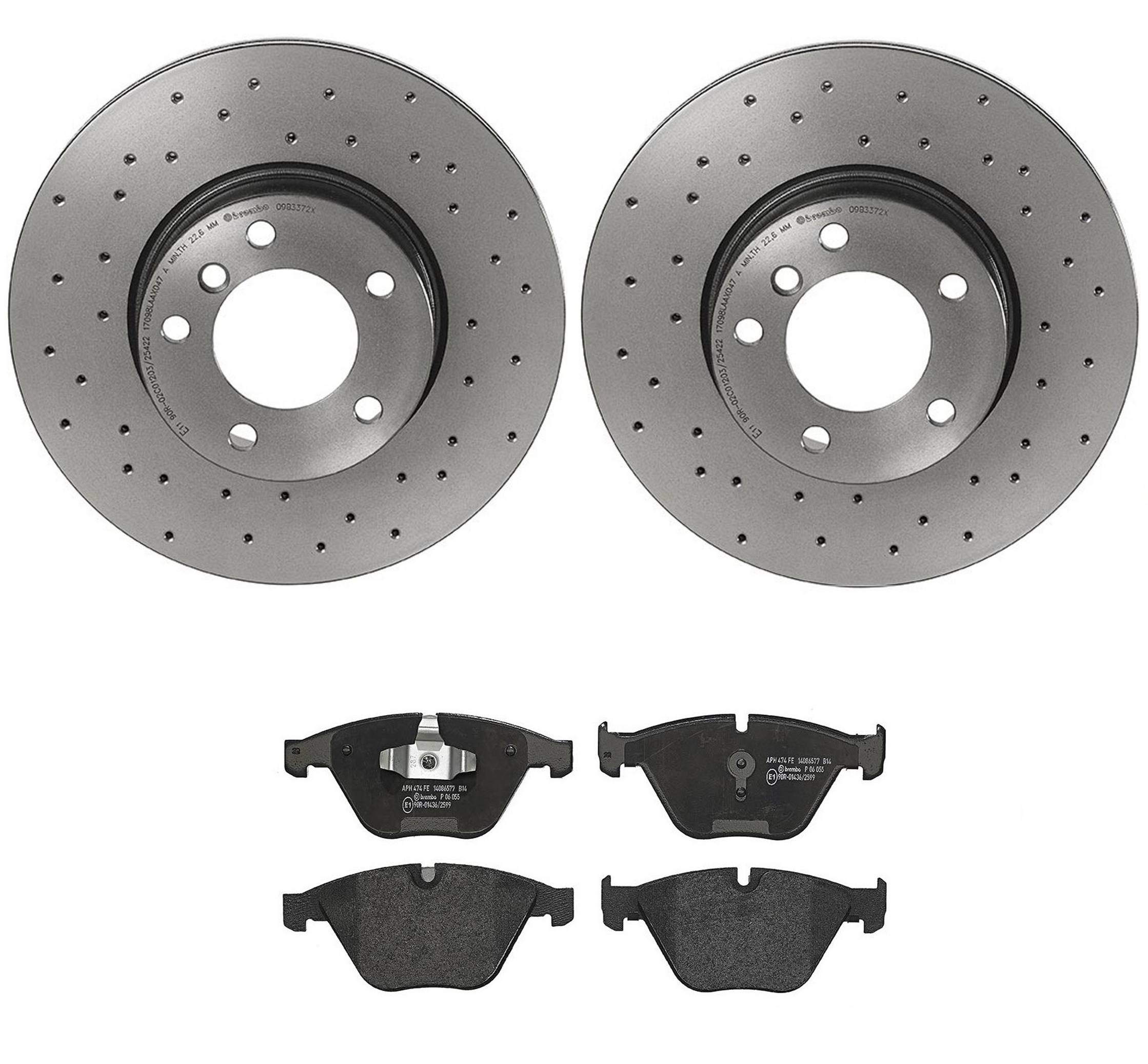 BMW Disc Brake Pad and Rotor Kit - Front (312mm) (Low-Met) (Xtra) Brembo