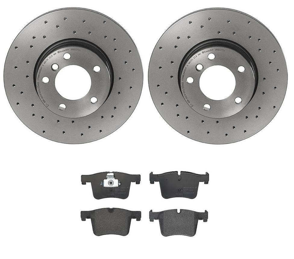 BMW Disc Brake Pad and Rotor Kit - Front (312mm) (Low-Met) (Xtra) Brembo