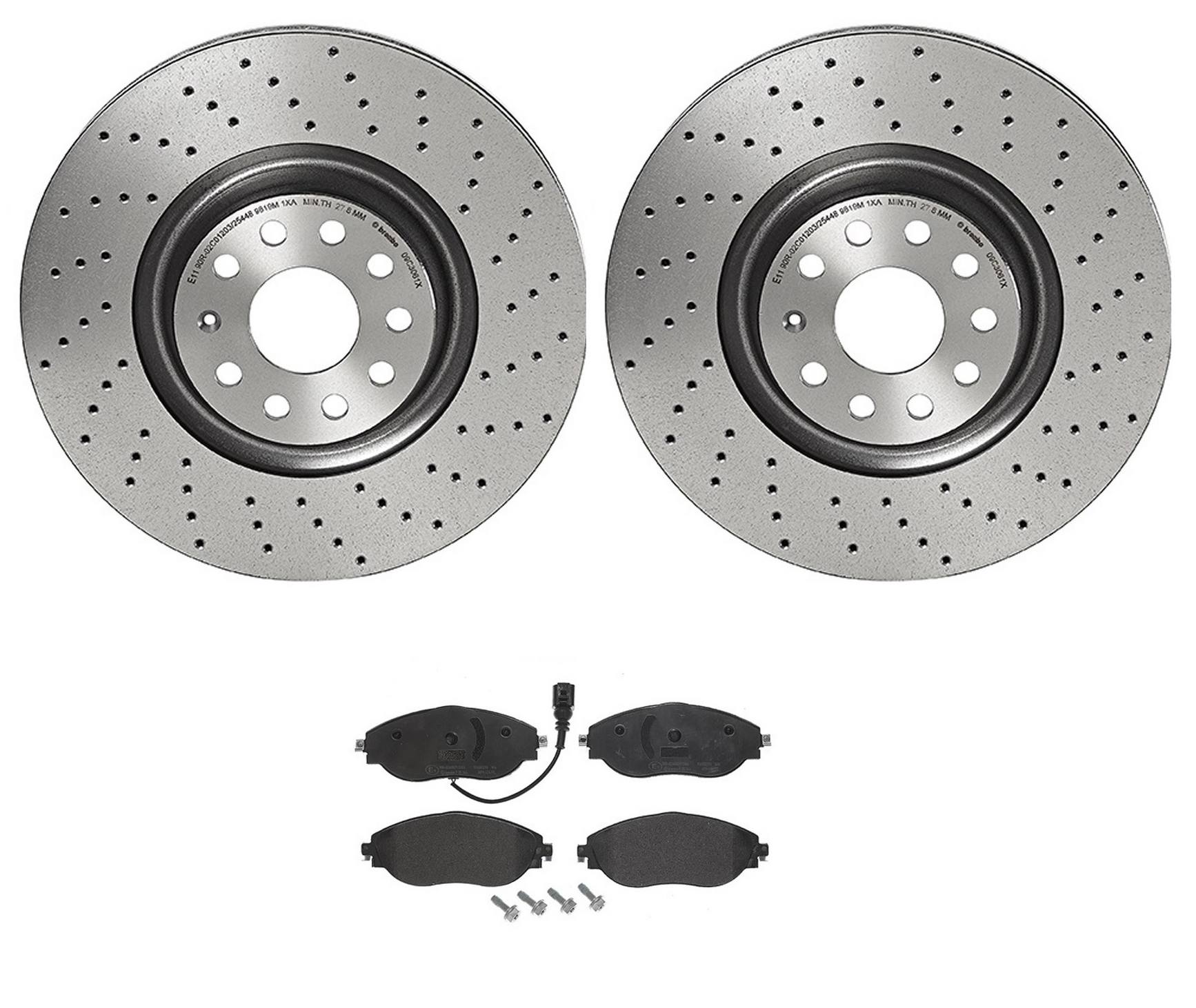 Volkswagen Disc Brake Pad and Rotor Kit - Front (340mm) (Low-Met) (Xtra) Brembo