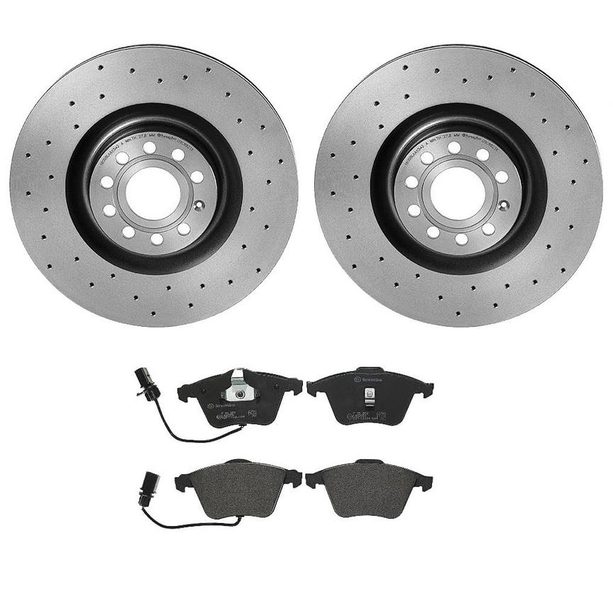 Volkswagen Disc Brake Pad and Rotor Kit - Front (345mm) (Low-Met) (Xtra) Brembo