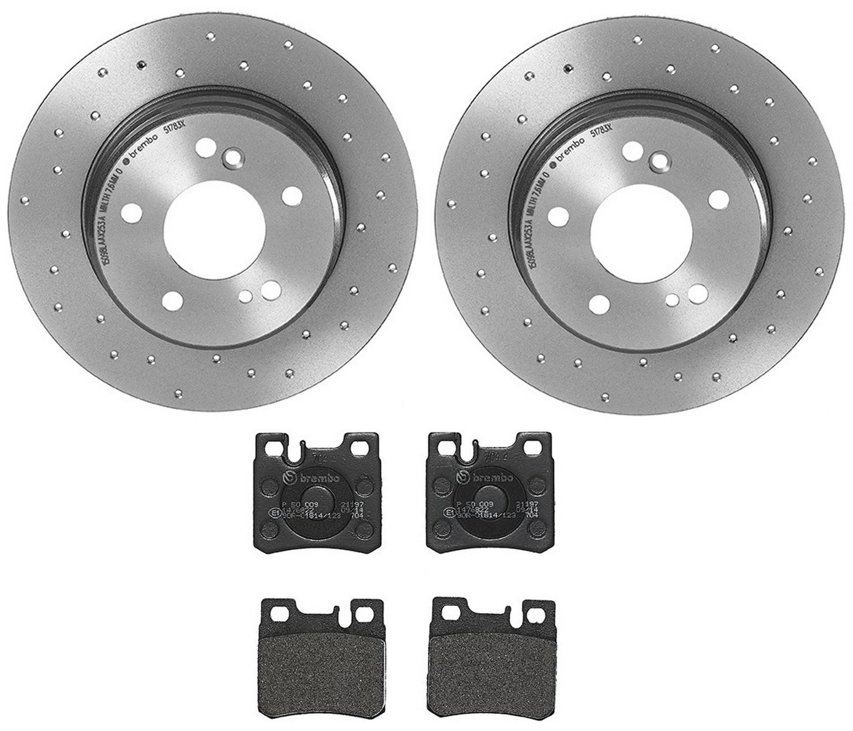 Mercedes Disc Brake Pad and Rotor Kit - Rear (278mm) (Low-Met) (Xtra) Brembo