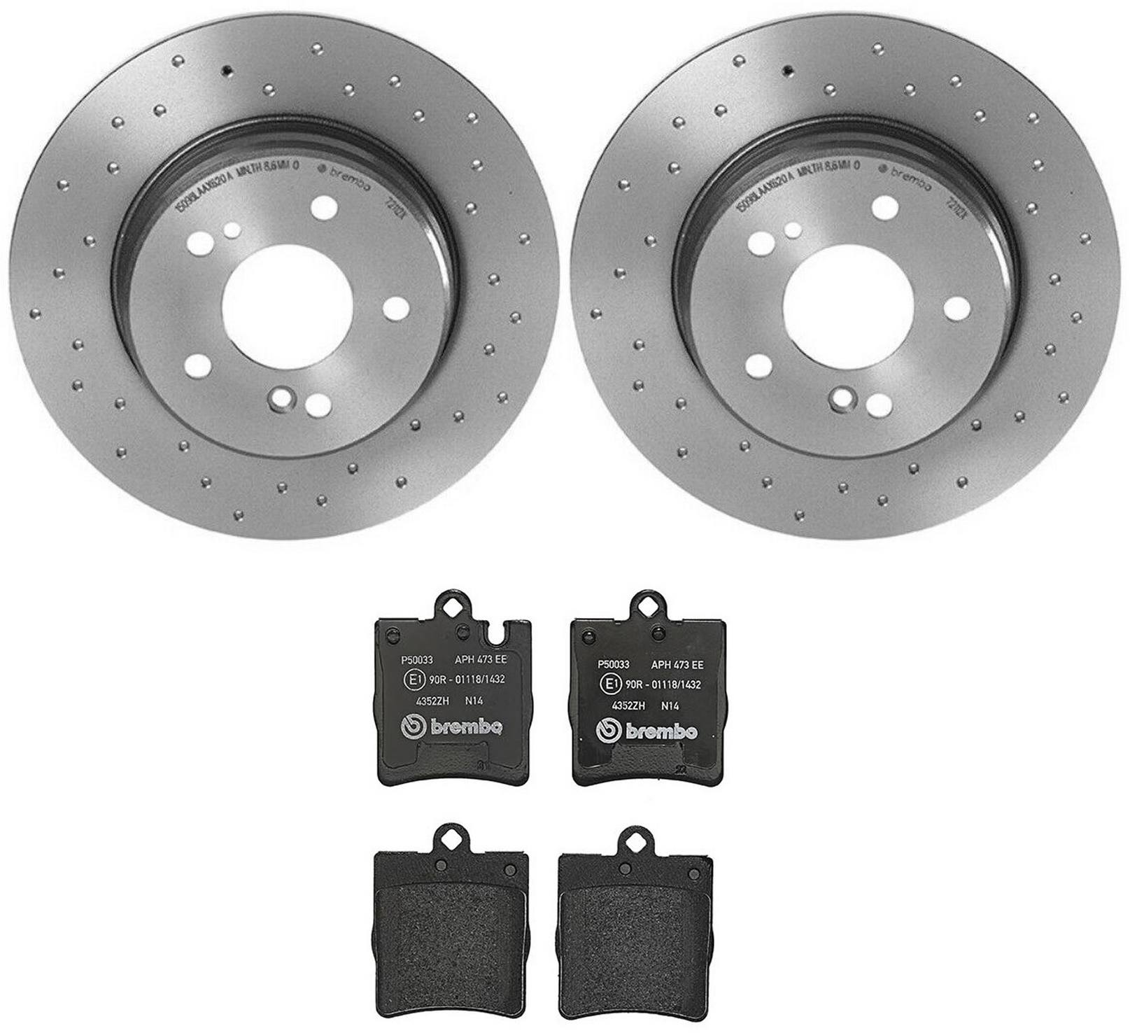 Mercedes Disc Brake Pad and Rotor Kit - Rear (290mm) (Low-Met) (Xtra) Brembo