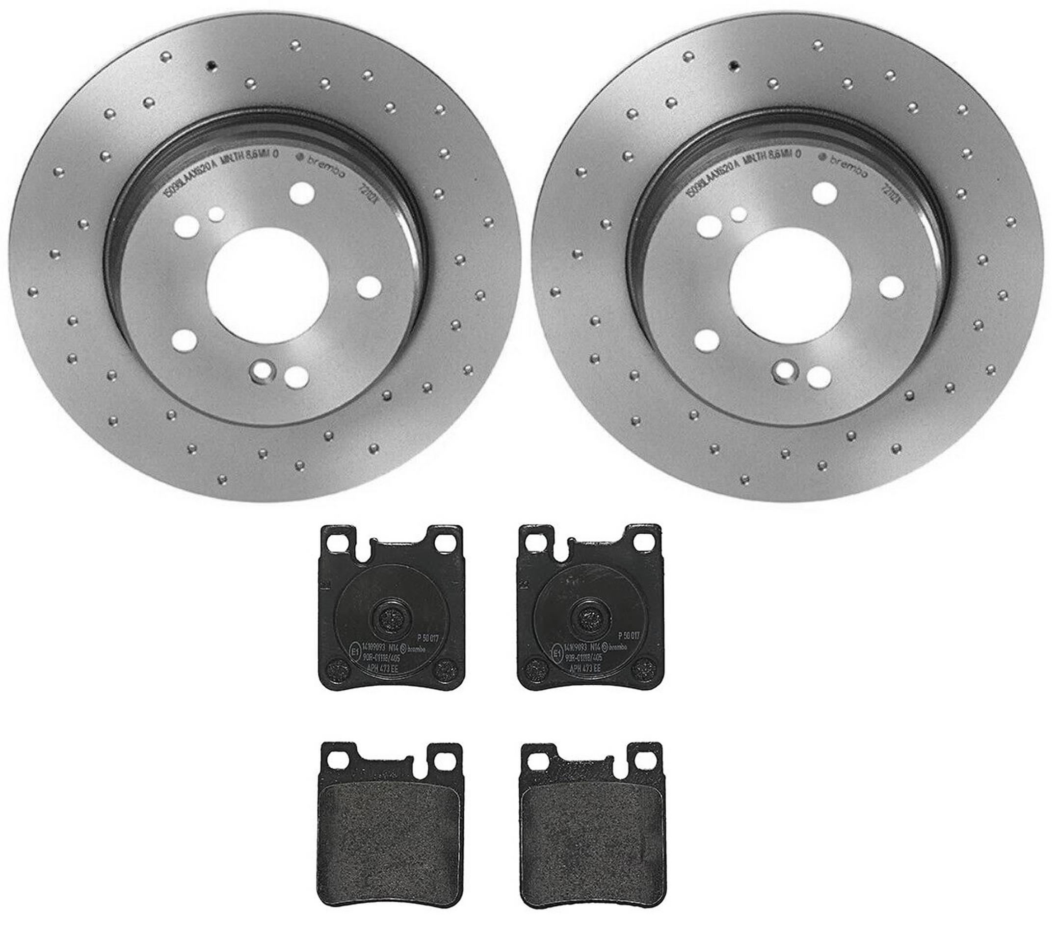 Mercedes Disc Brake Pad and Rotor Kit - Rear (290mm) (Low-Met) (Xtra) Brembo