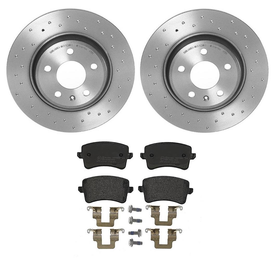 Audi Disc Brake Pad and Rotor Kit - Rear (300mm) (Low-Met) (Xtra) Brembo