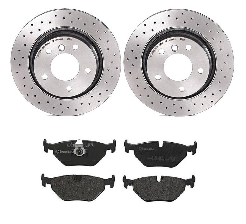 BMW Disc Brake Pad and Rotor Kit - Rear (294mm) (Low-Met) (Xtra) Brembo