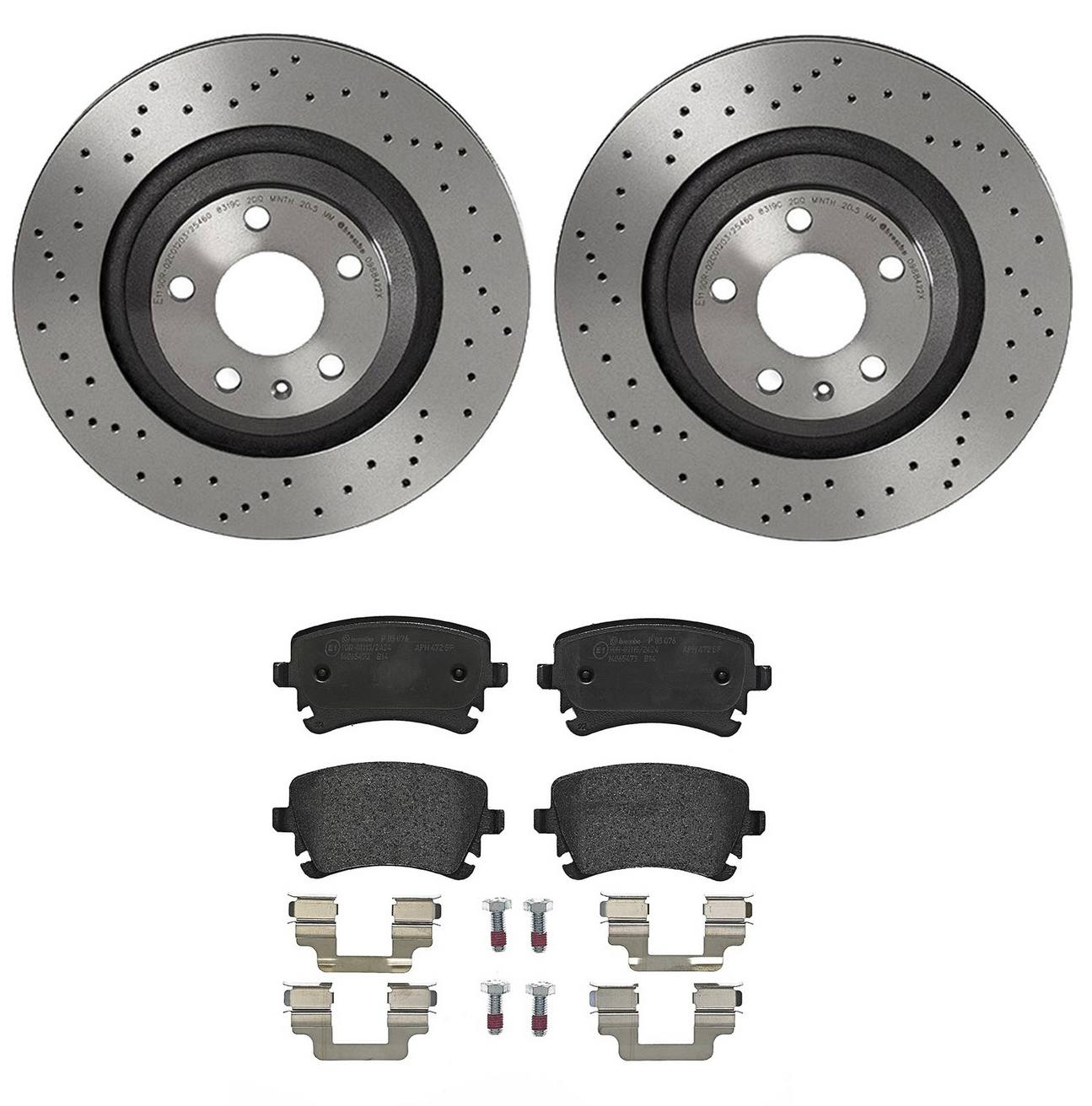 Audi Disc Brake Pad and Rotor Kit - Rear (330mm) (Low-Met) (Xtra) Brembo