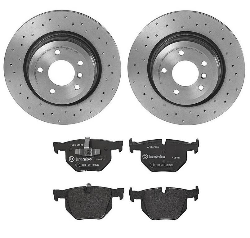 BMW Disc Brake Pad and Rotor Kit - Rear (336mm) (Low-Met) (Xtra) Brembo