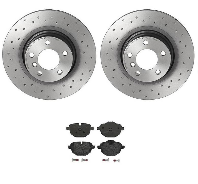 BMW Disc Brake Pad and Rotor Kit - Rear (330mm) (Low-Met) (Xtra) Brembo