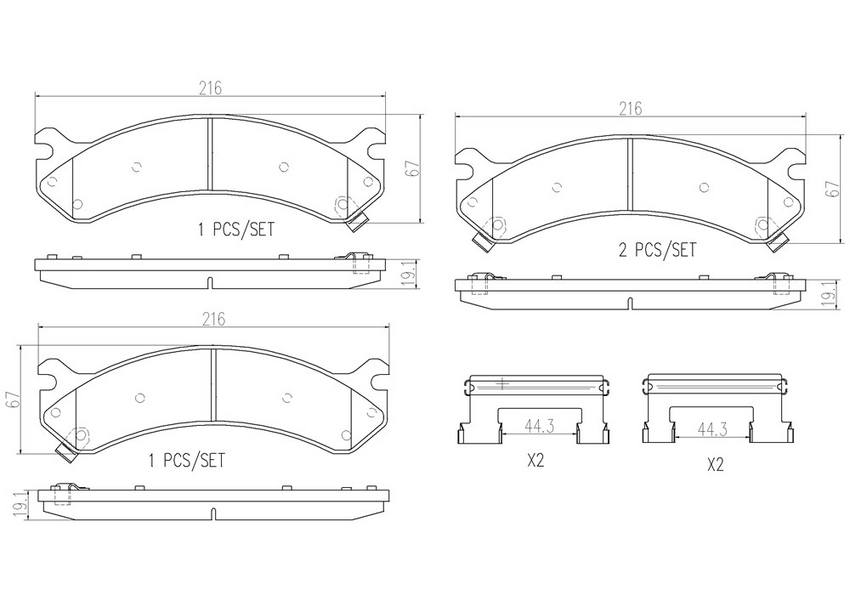 Cadillac Chevrolet GMC Disc Brake Pad Set - Front (Ceramic) 84292733 Brembo