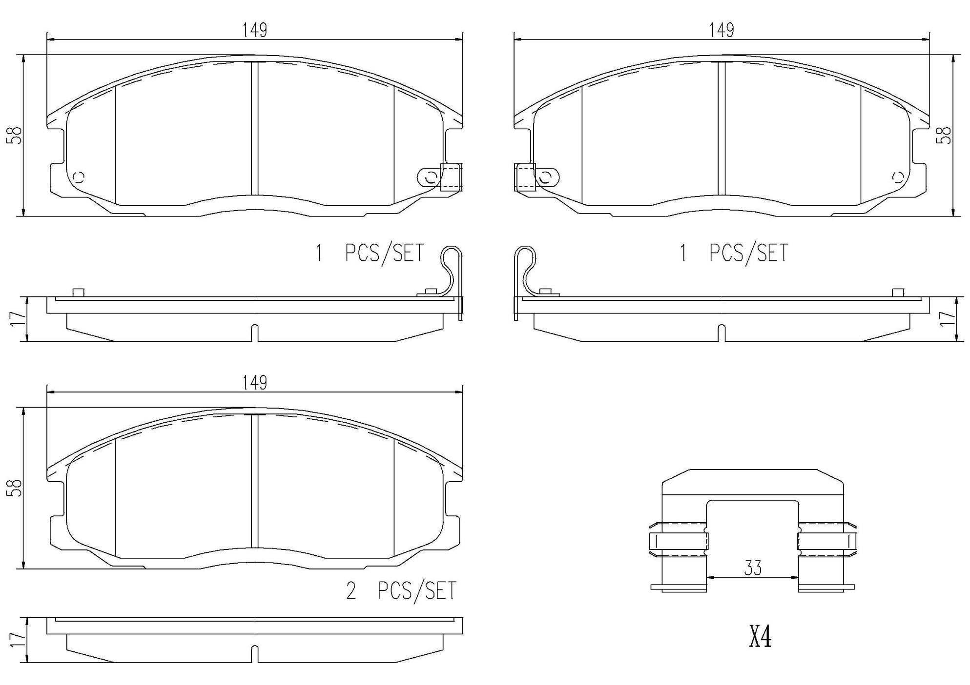 Kia Hyundai Disc Brake Pad Set - Front (Ceramic) 0K52Y3323Z Brembo